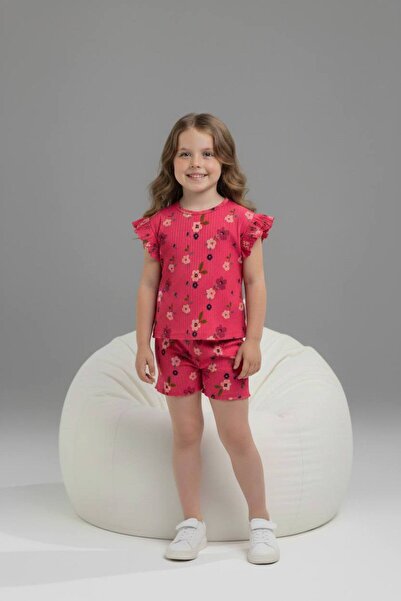 Yağmur Giyim PJKSKT Κοντομάνικο σετ για κορίτσια με βολάν από ύφασμα με σχέδι...