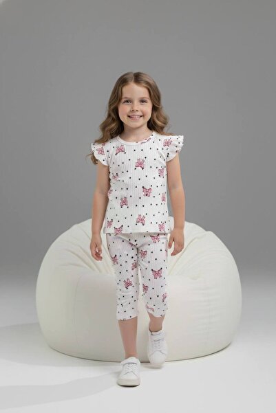 Yağmur Giyim PJKSKT Σετ κοντομάνικο για κορίτσια με σχέδιο καρδιάς και φιόγκο...