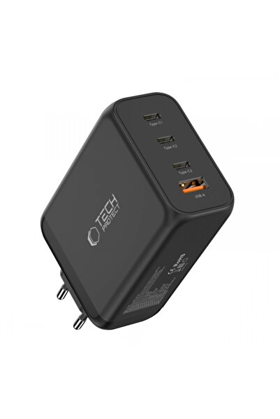 Tech-Protect Incarcator Retea NC240W-GAN, 240W, 5A, 1 x USB-A - 3 x USB-C, Μαύρο