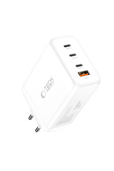 Tech-Protect Incarcator Retea NC240W-GAN, 240W, 5A, 1 x USB-A - 3 x USB-C, Λευκό