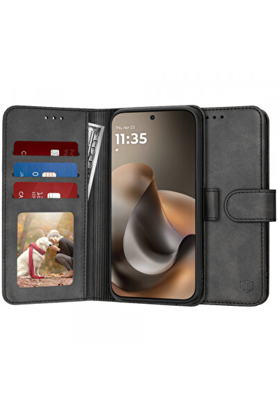 Techsuit Θήκη για Motorola Moto G77 / G67, Techsuit, Τύπου ημερολογίου, Μαύρο