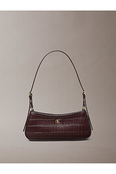 Calvin Klein Monogram Logo Emblem Leather Small Shoulder Bag