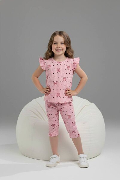 Yağmur Giyim PJKSKT Σετ κοντομάνικο για κορίτσια με σχέδιο καρδιάς και φιόγκο...