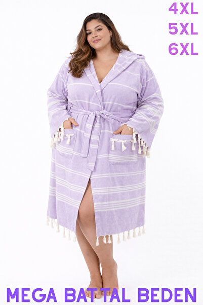 MODELHOME Βαμβακερό λιλά χρώμα, μπουρνούζι με κουκούλα, ρόμπα και φόρεμα παρα...