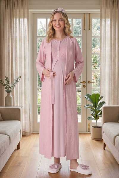 Lohussa Νέα σεζόν Σετ νυχτικών εγκυμοσύνης από βαμβάκι με γιακά σάλι ζακάρ σε...