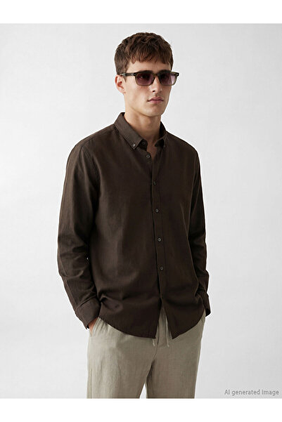 LC Waikiki Nevavm Regular Fit Linen Blend Men's Shirt with Difference