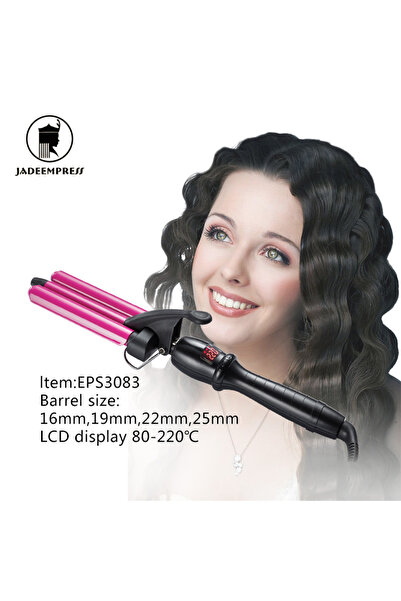 SC 3 Barrel 25mm Tourmaline Hair Waver Curling Iron Wand Salon Styler for Waves Crimps