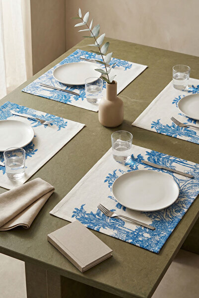 Nazik Home Σετ 4 τεμαχίων αμερικάνικων σουπλά με βοτανικά μοτίβα, ανθεκτικά σ...