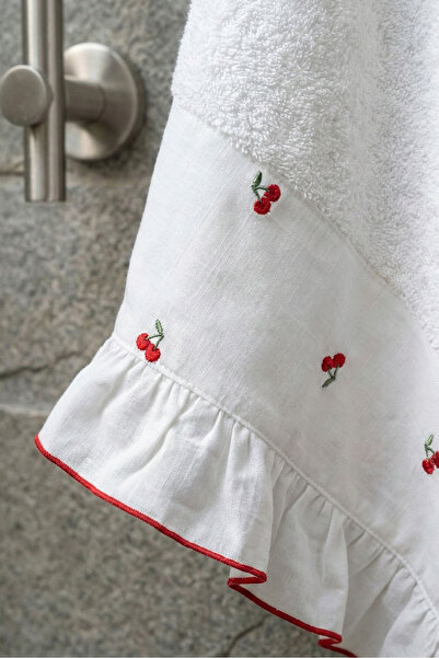 Nazik Home Cherry Kiraz Nakışlı El Havlusu (30 x 50 cm)
