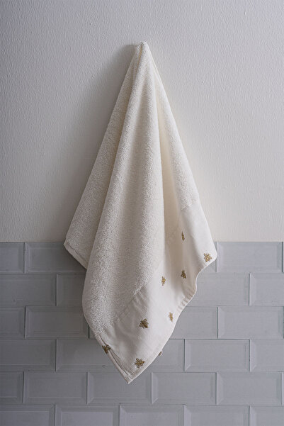 Nazik Home Πετσέτα προσώπου Bee Life με κέντημα μέλισσας (50 x 90 εκ.)