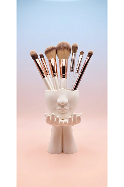 Markasız ucuz Decorative Makeup Brush Holder with Hand and Face Figures - Mod...