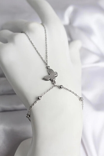 Marsilyan Nvdn- İetaks ™   316L Steel Silver Color Butterfly Model Women's Sh...