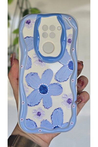 Magic Ring Redmi Note 9 Kılıf Pastel Mavi Papatya Desenli Kamera Korumalı Ren...