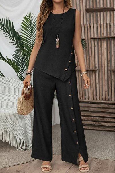 Wear Up Γυναικείο Σετ Δύο Τεμαχίων με Στρογγυλή Λαιμόκοψη, Ασύμμετρη Λεπτομέρ...