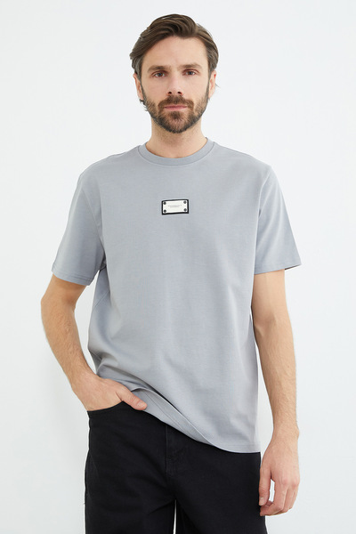 Fulla Moda Crested Crew Neck T-Shirt