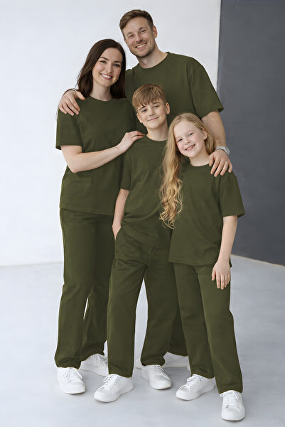 YAKAMEL UNISEX KISA KOLLU MODAL 2 İPLİK BISIKLET YAKA OVERSIZE YAZLIK AİLE KO...
