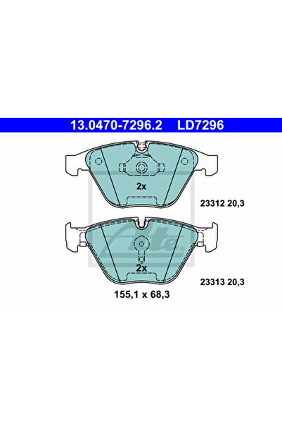 Ate Σετ τακάκια φρένων, δισκόφρενο 13.0470-7296.2
