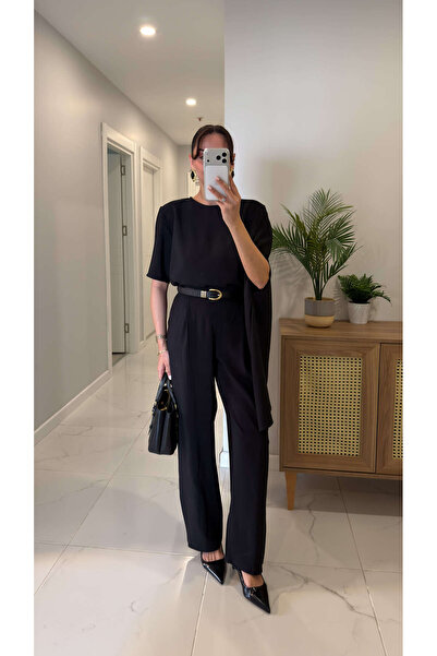 BİRCANÇİL Σετ Παντελόνι και Μπλούζα Mirana Μαύρο με Επένδυση