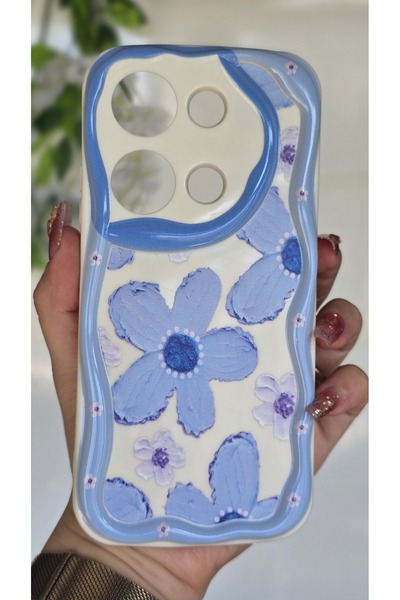 Magic Ring Redmi Note 13 Pro 4g Kılıf Pastel Mavi Papatya Desenli Kamera Koru...