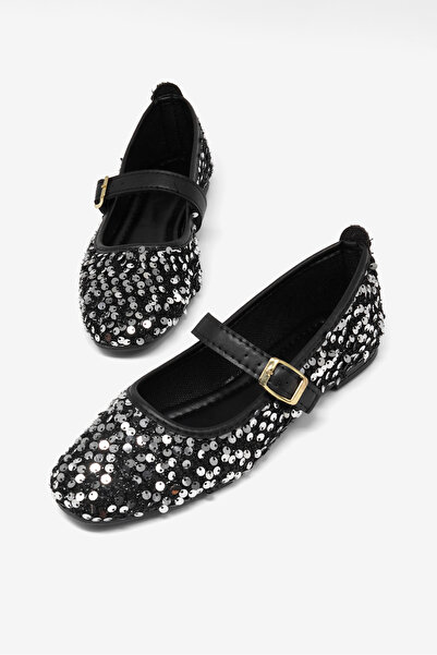 Tonny Black Γυναικείες μαύρες ασημί άνετες μπαλαρίνες καθημερινής χρήσης με π...