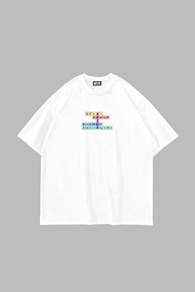 Bak Moda Tricou alb unisex supradimensionat cu imprimeu Norocos