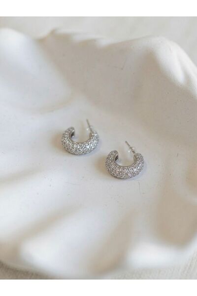 C Model Zirkon Taşlı Silver Küpe
