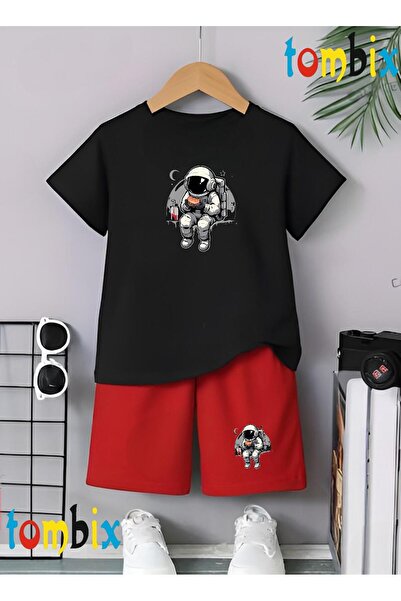 tombix Astronaut Printed T-Shirt Shorts Summer Children's Set