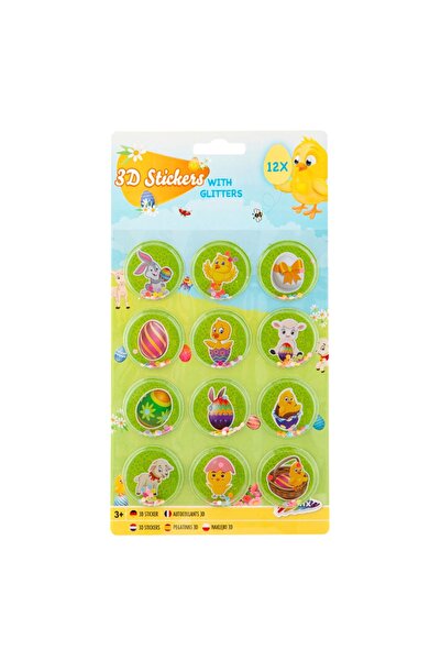 Gift Design Set de 12 autocolante 3D cu sclipici, tematică de Paște
