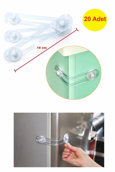 demethome 20 Adet Çocuk Bebek güvenlik Çekmece Dolap Kapak Kilidi 18 Cm Büyük...