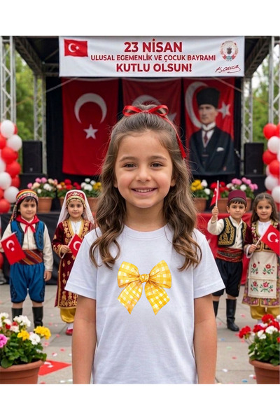 LORVEX Μπλουζάκι με θέμα την 23η Απριλίου με κίτρινη κορδέλα για παιδιά και ε...
