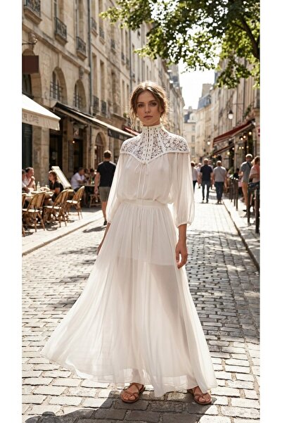 Brillare Dress Vintage pamuklu yaka korse