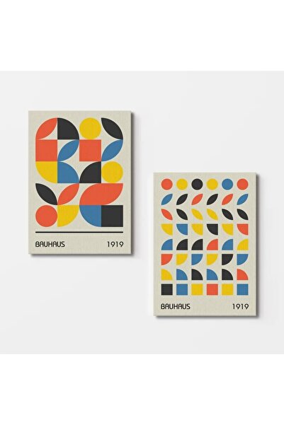 OEM Σετ 2 διακοσμητικών πινάκων Re-Bloom, γεωμετρικό σχέδιο, ξύλο/καμβάς, πολ...