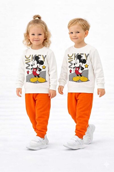 umudum bebis Star Printed Unisex Children's Crew Neck Seasonal Set 2 Yarn Cot...