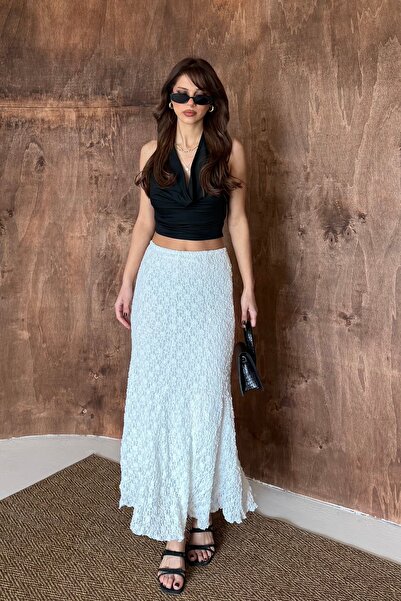 BEJNA Women's Lace Detailed Lined Skirt