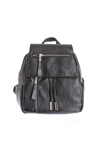 Meli Melo Paris Black backpack with side pockets and silver details