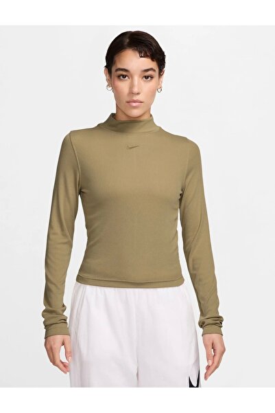 Nike Sportswear Essential Women's Ribbed Mock-Neck Long-Sleeve Top KUZEY SPORT