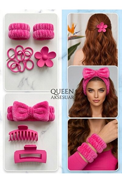 QUEEN AKSESUAR Πολυτελές βελούδινο σετ με φιόγκο, μπαντάνα μακιγιάζ, λαστιχέν...