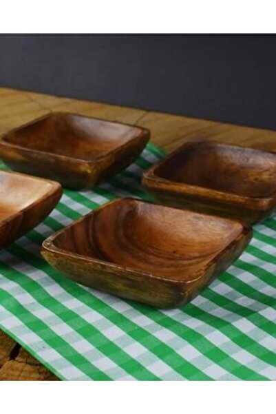Empressco Square acacia wood 4-piece nut and cookie jar set