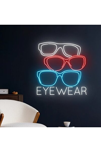 Slasa لافتة نيون لعرض النظارات 55×40 سم متعددة الألوان LED بقاعدة أكريليك 6 م...