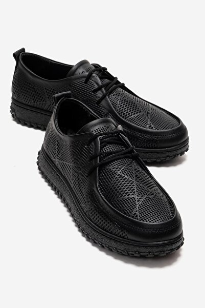 Lizy Shoes Γυναικεία μαύρα παπούτσια casual με κορδόνια, άνετη ελαφριά αντιολ...