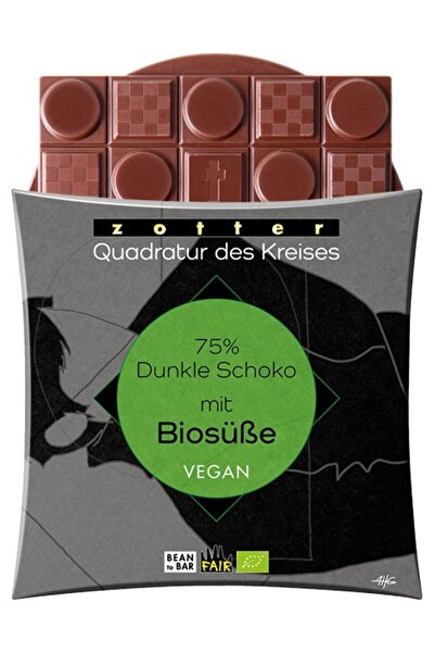 ZOTTER CHOCOLATE Βιολογική και βίγκαν μαύρη σοκολάτα 75% κακάο, γλυκαντικό με...