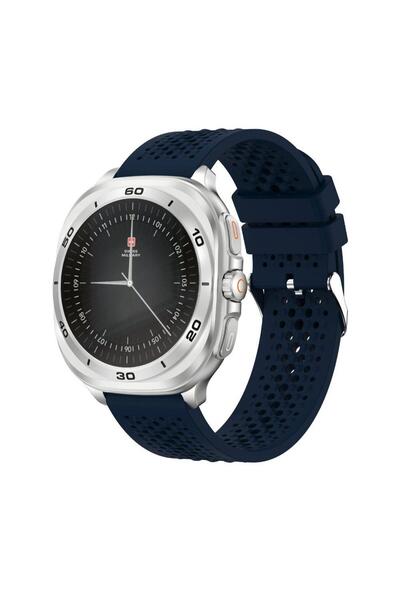 Swiss Military Dom 7 Silver Metal Frame Blue Silicon Strap