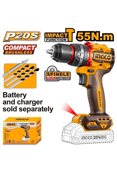Ingco 20 V 55 Nm Κρουστικό Δράπανο Χωρίς Μπαταρία CIDLI 205581