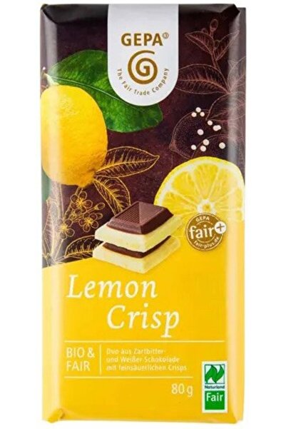 Gepa Λευκή και μαύρη σοκολάτα με λεμόνι, τραγανή, βιολογική και δίκαιη, 80γρ.