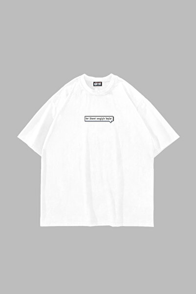 Bak Moda Tricou alb unisex supradimensionat cu imprimeu Betrayal