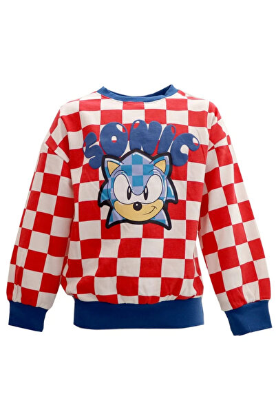 Sonic Χοντρή μακρυμάνικη μπλούζα με κόκκινο σχέδιο