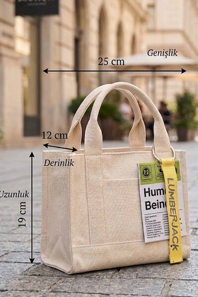 lumberjack Γυναικεία τσάντα από καμβά σε κρεμ απόχρωση - Καθημερινή κομψή τσά...