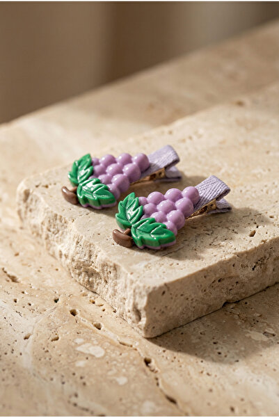 Katia&Bony Σετ 2 λιλά αγκράφες με αξεσουάρ σταφυλιού