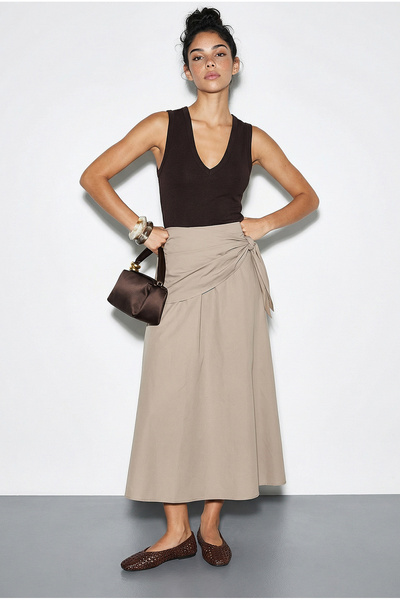 Bianco Lucci Γυναικεία μακριά φούστα με λουράκι στη μέση DE261032 60286077