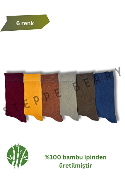 STEPPE BERRY 6-Piece Men's Multicolored Seamless Bamboo Socks